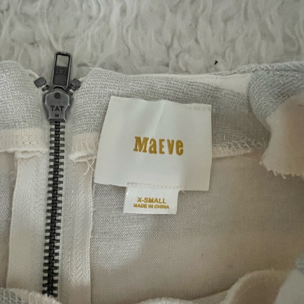 Anthropologie Maeve Helsa Stripe Ruffle Sleeve Cream Sweater Career office - Picture 8 of 8